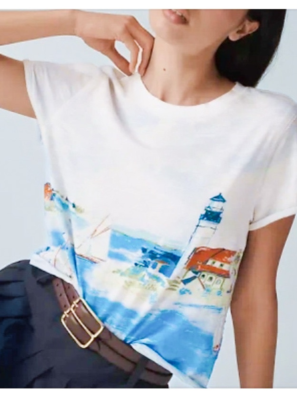 Maeve White Scenic Lighthouse Graphic Tee - Picture 2 of 8